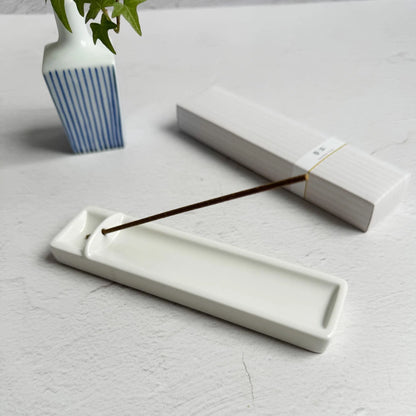Kousaido - Long Ceramic Incense Holder, White