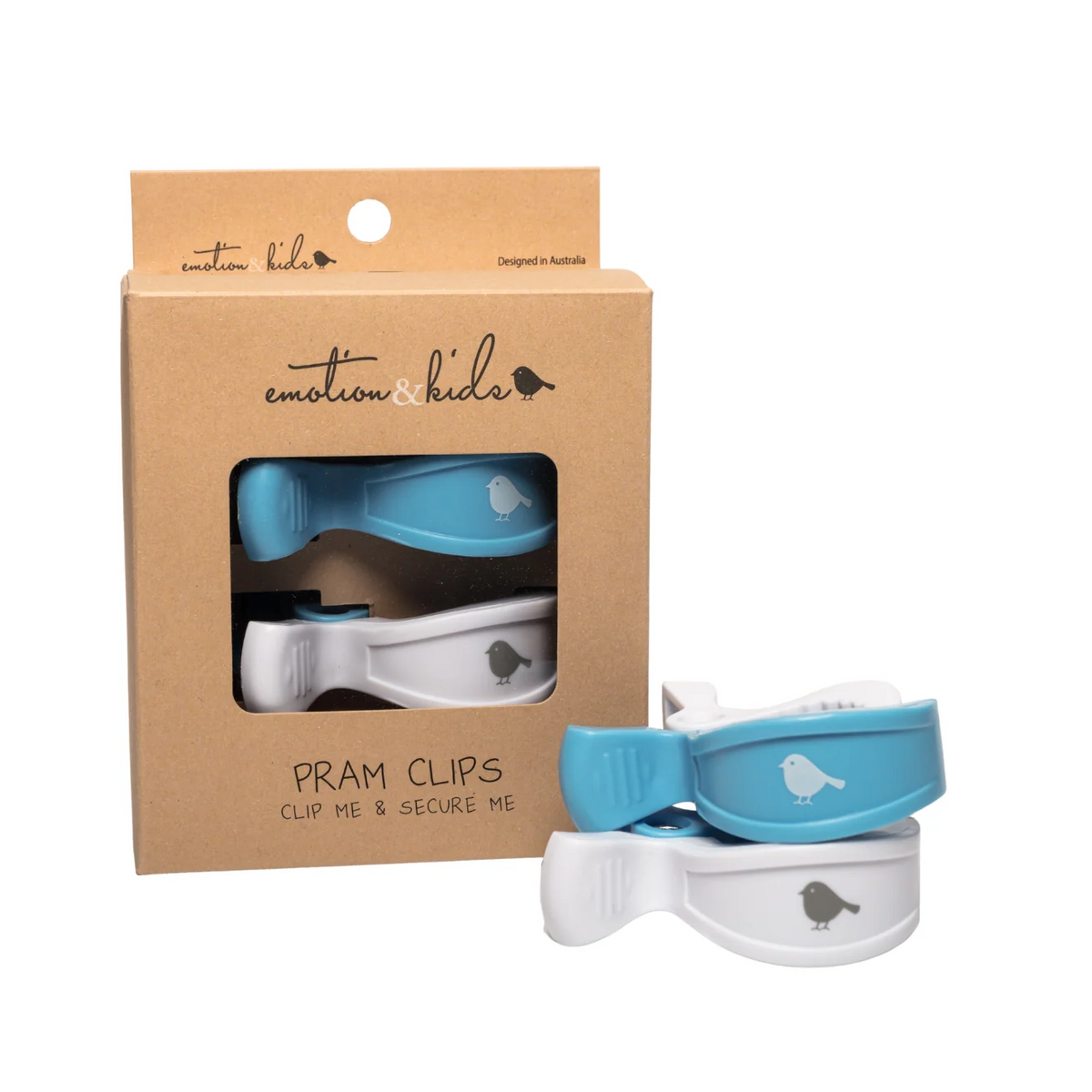 Emotion &amp; Kids - Blue &amp; White Pram Clip Set