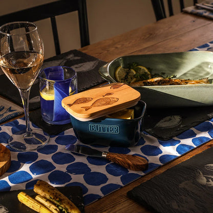 Selbrae House - Blue Butter Dish, Fish