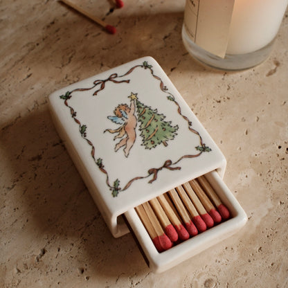 Ceramic Matchbox - Angel &amp; Tree
