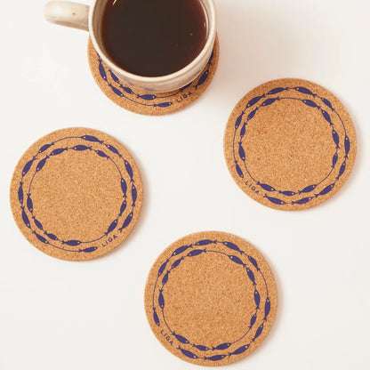 Liga - Natural Cork Coasters, Fish on a Line