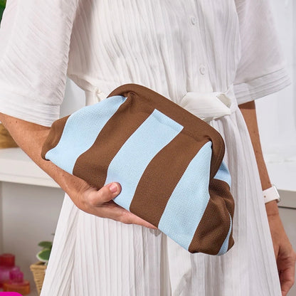 The Dumpling Clutch - Sky Blue/Chocolate