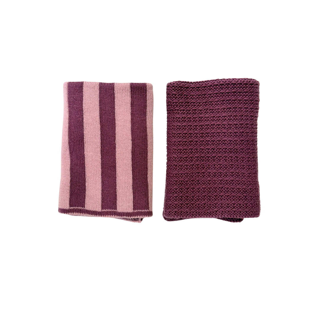 Ecovask - Face Cloths 2 Pk, Grape/Orchid Stripe &amp; Grape. Bathroom Collection