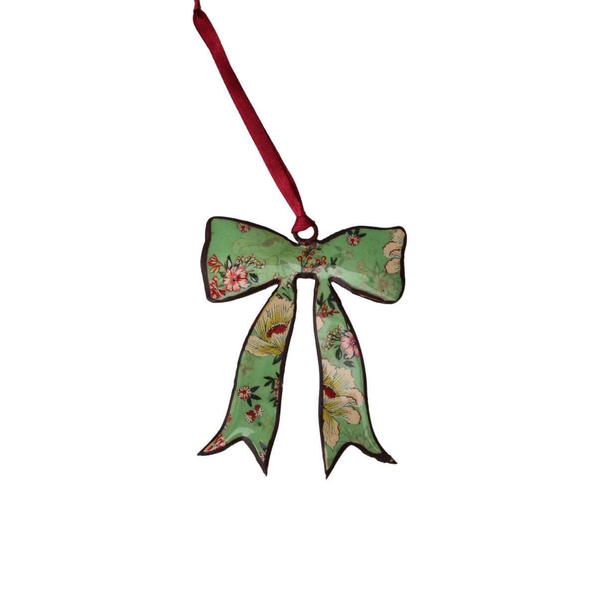 Floral Hanging Enamel Bell &amp; Bow