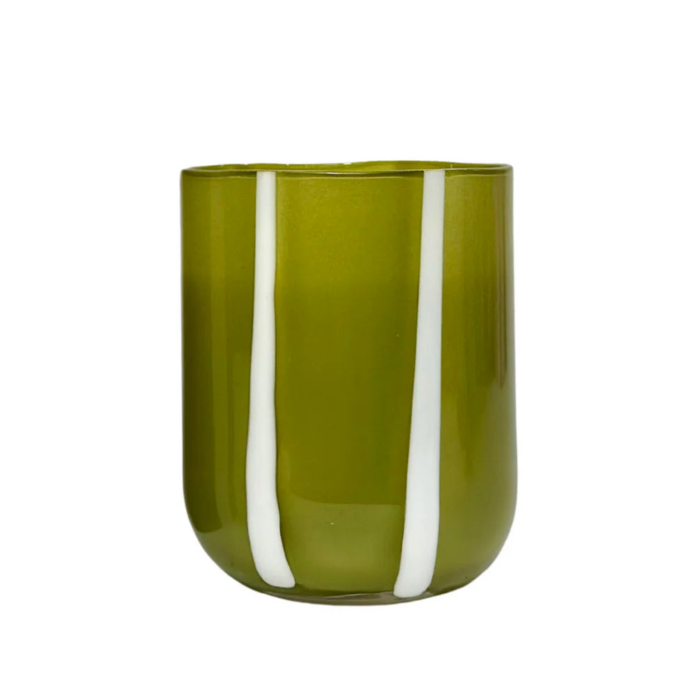 Maegen - Alina Drinking Glass, Olive &amp; White