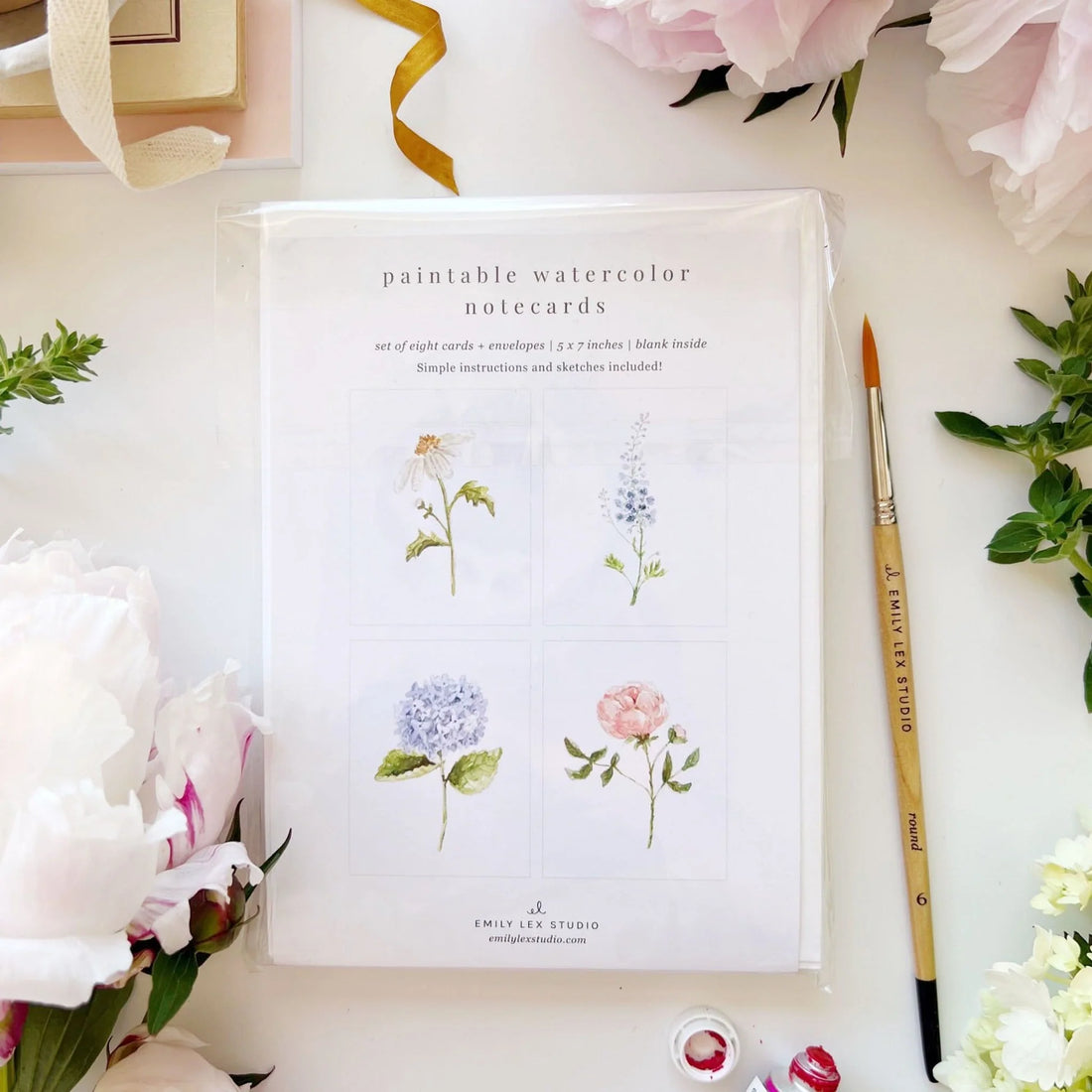 Emily Lex Studio - Garden Flowers Paintable Notecards