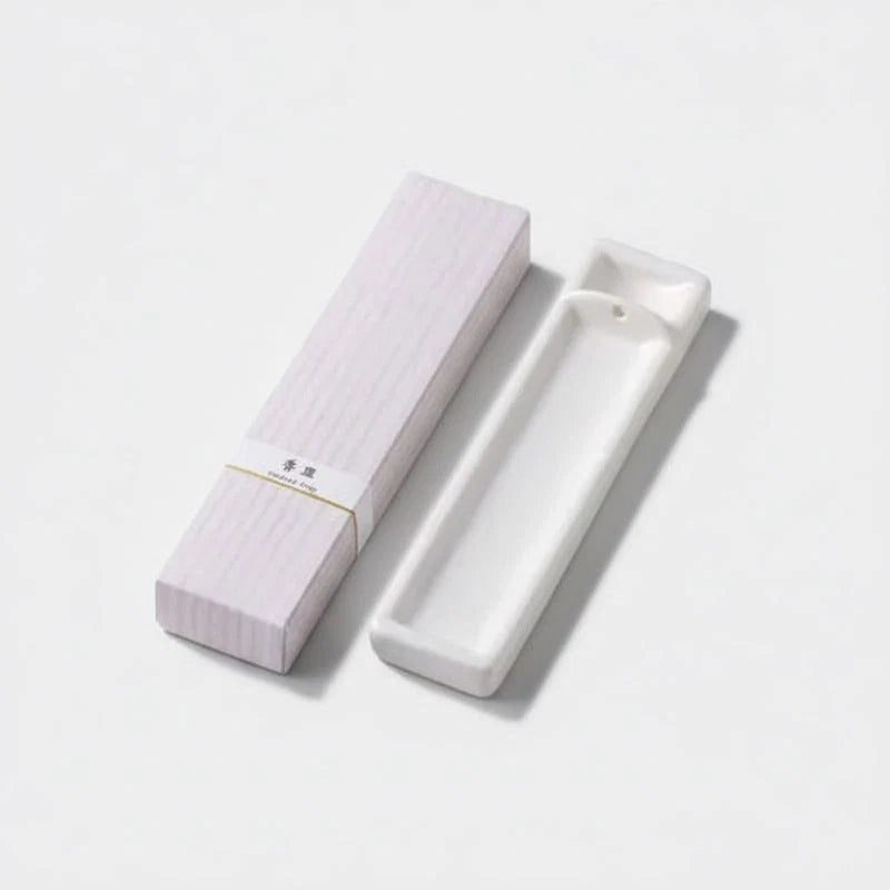 Kousaido - Long Ceramic Incense Holder, White