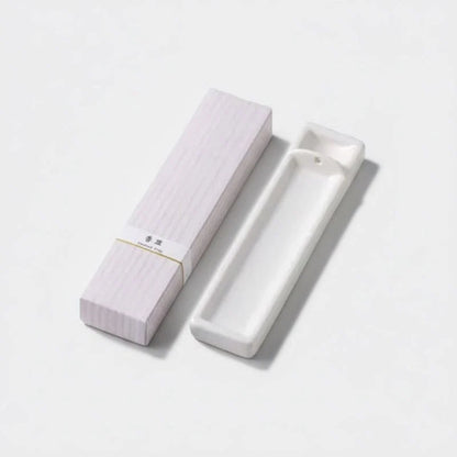 Kousaido - Long Ceramic Incense Holder, White