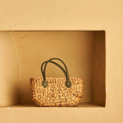 Hyacinth Market Basket, Forest Green Small