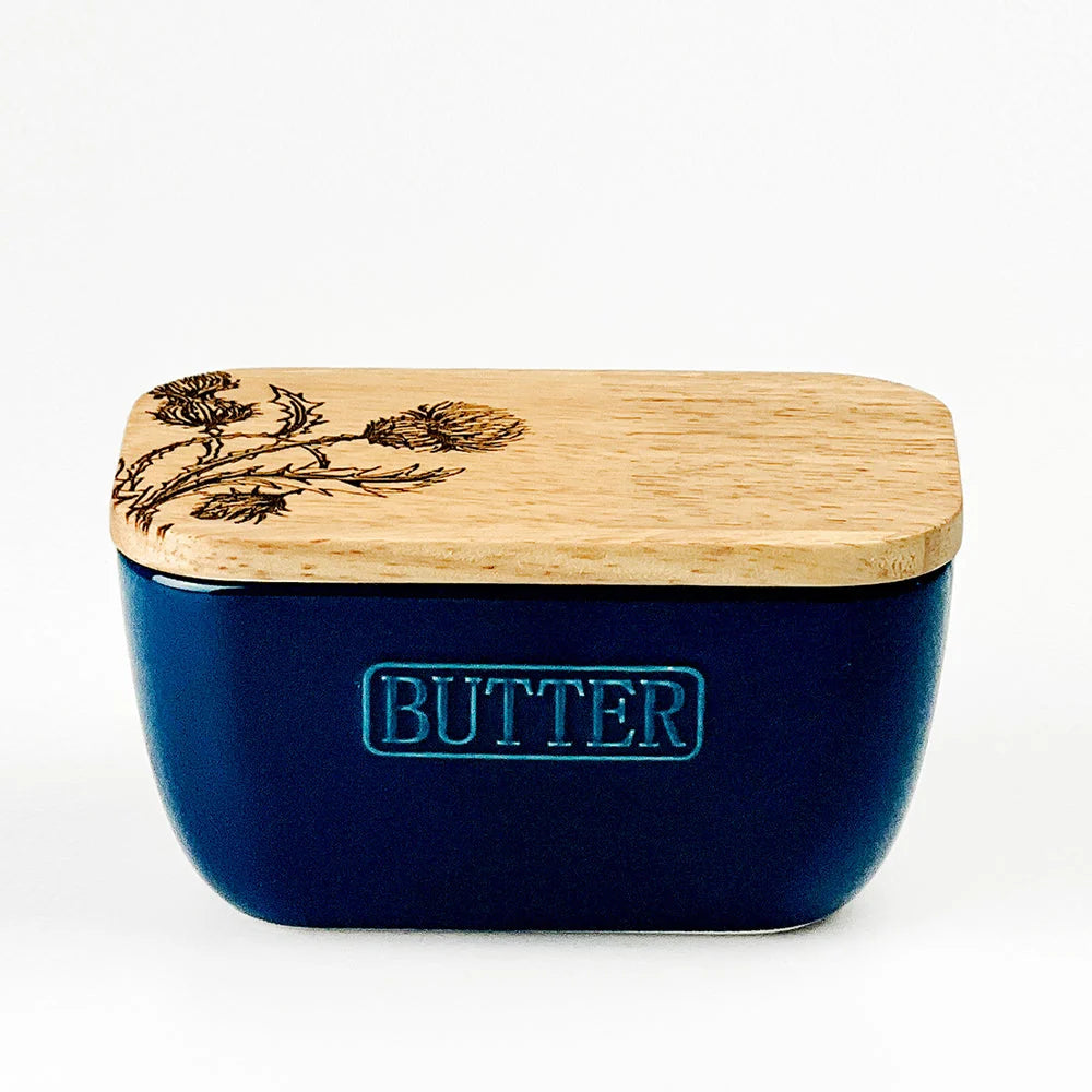Selbrae House - Blue Butter Dish, Thistle