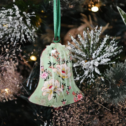 Floral Hanging Enamel Bell &amp; Bow