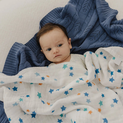 Emotion &amp; Kids - Blue Star Muslin Blanket