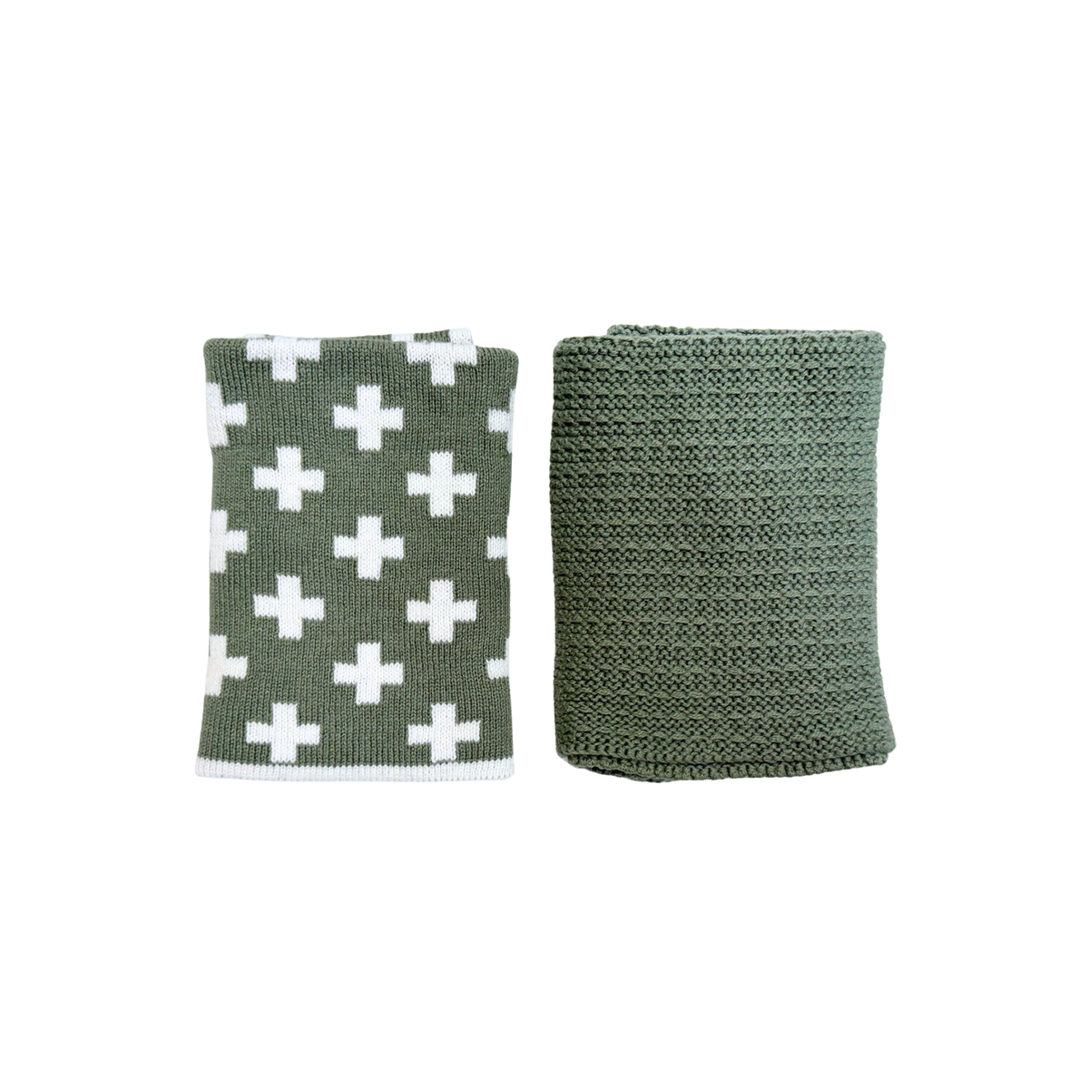Ecovask - Face Cloths 2 Pk, Sage Plus &amp; Sage. Bathroom Collection
