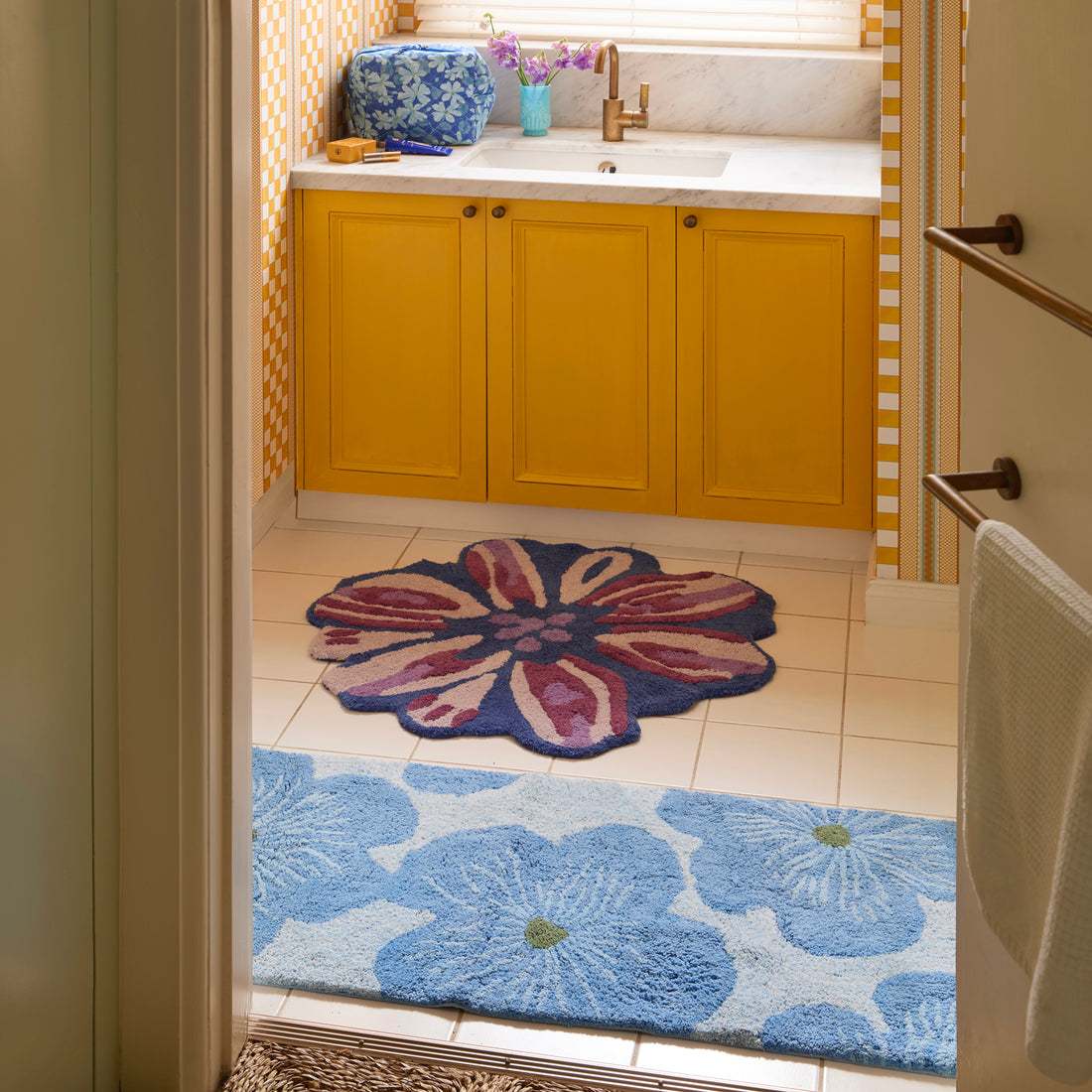 Bonnie &amp; Neil - Blue Jardine Long Bathmat