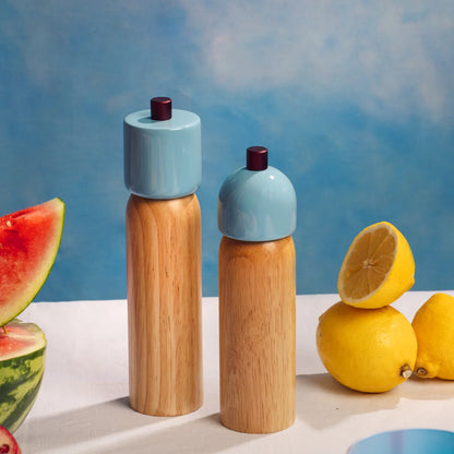 Maegen - Salt &amp; Pepper Grinder, Light Blue &amp; Burgundy