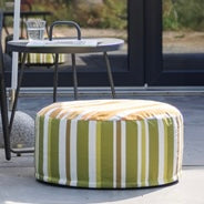 Striped Outdoor Pouffe - Green
