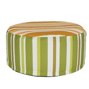 Striped Outdoor Pouffe - Green