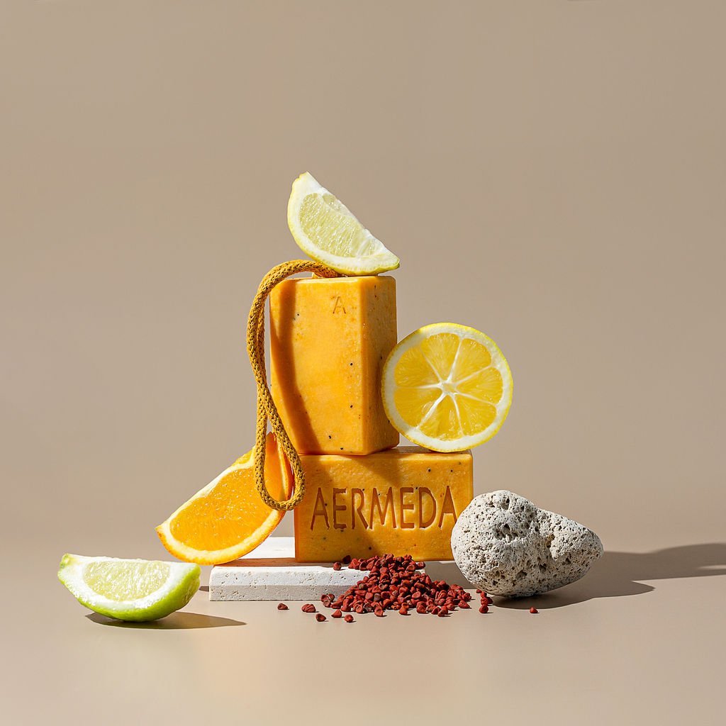 Aermeda Soap - Annatto, Citrus & Poppy Seed Scrub - The Flower Crate