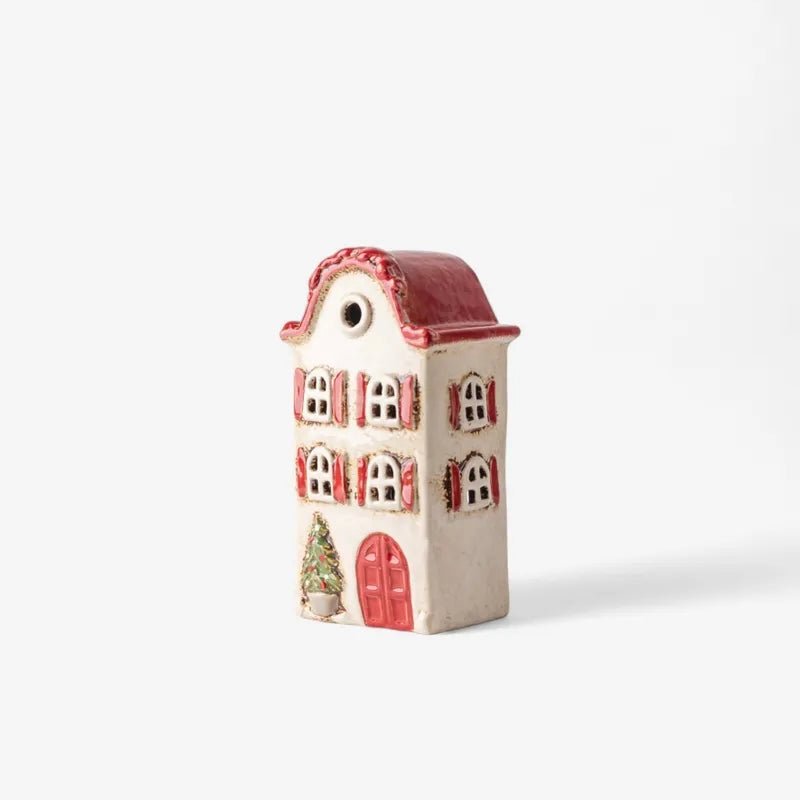 Alsace Tea Light - Cream Cottage with Shutters - The Flower Crate