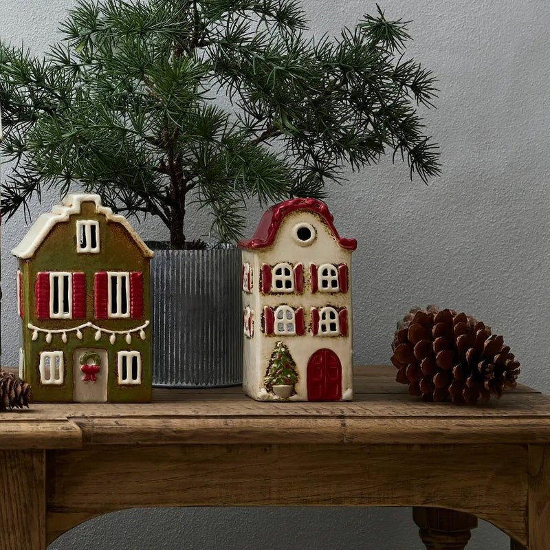 Alsace Tea Light - Cream Cottage with Shutters - The Flower Crate
