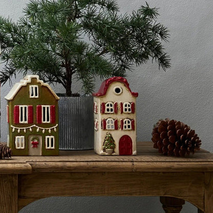 Alsace Tea Light - Cream Cottage with Shutters - The Flower Crate