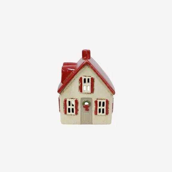 Alsace Tea Light - Cream Cottage with Shutters - The Flower Crate