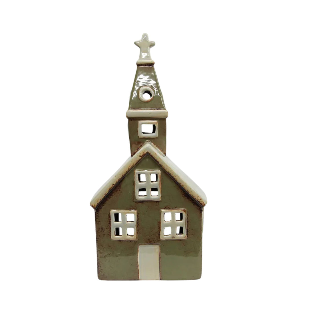 Alsace Tea Light - Olive Green Church - The Flower Crate