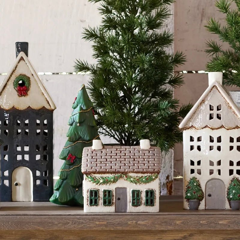 Alsace Tea Light Village - Cottage with Swag - The Flower Crate