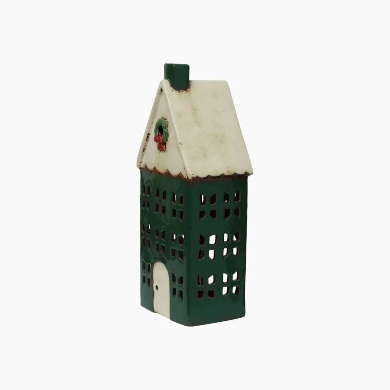 Alsace Tea Light Village - Large House with Wreath - The Flower Crate