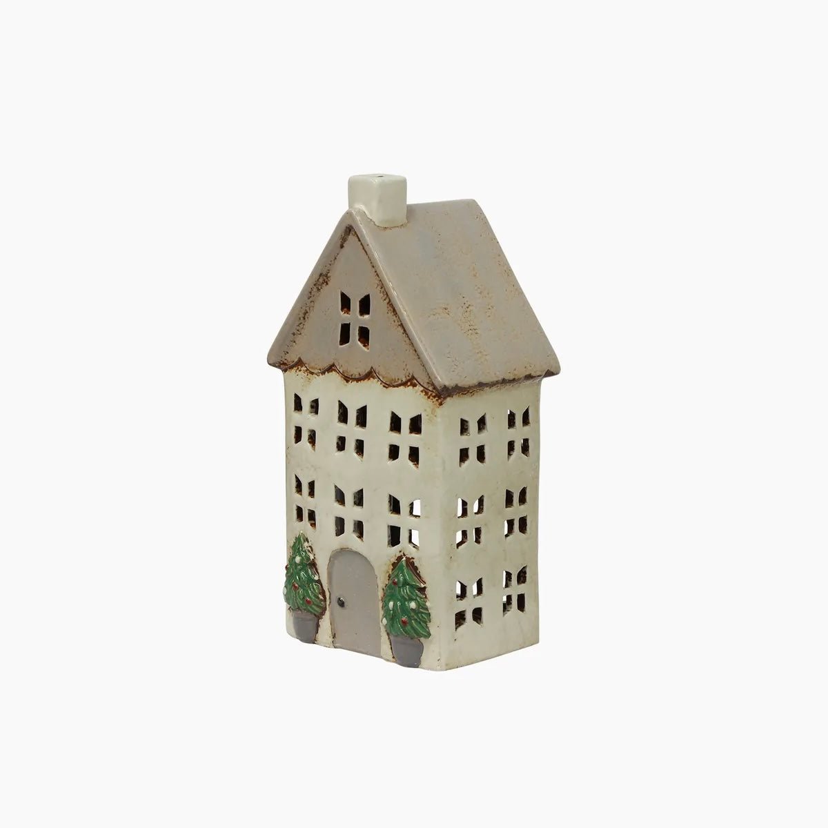 Alsace Tea Light Village - Stone Christmas House with Pots - The Flower Crate