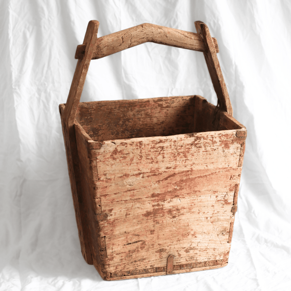 Antique Wooden Rice Carry Bucket - Eli - The Flower Crate
