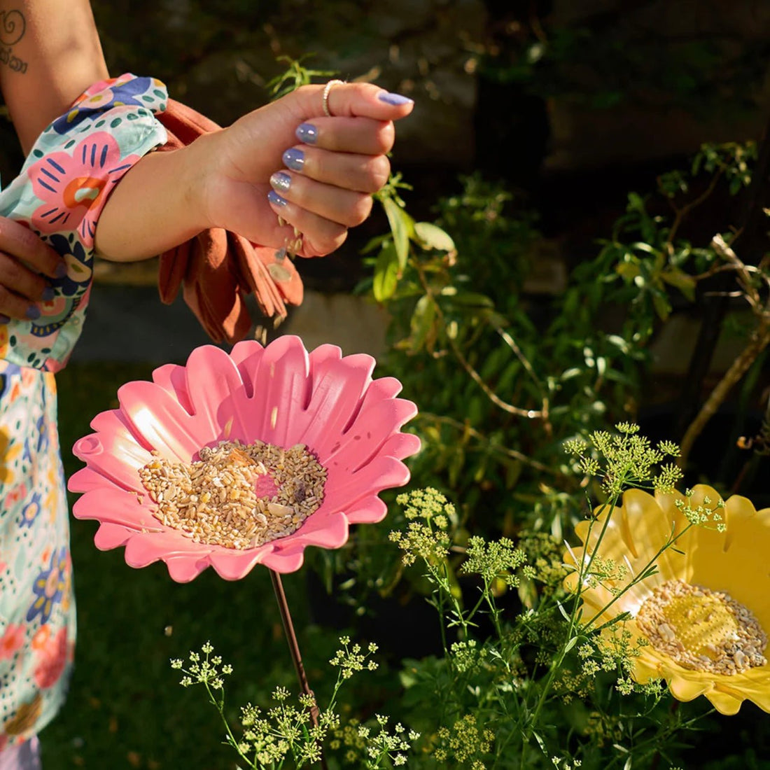 Bamboo Sunflower Bird Bath/ Feeder - The Flower Crate