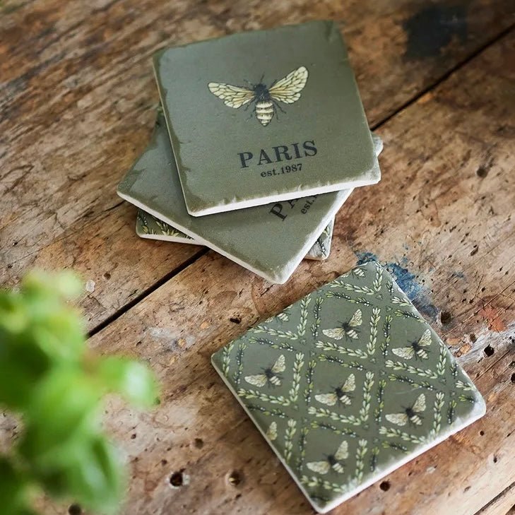 Bee & Laurel Leaf Coasters - The Flower Crate