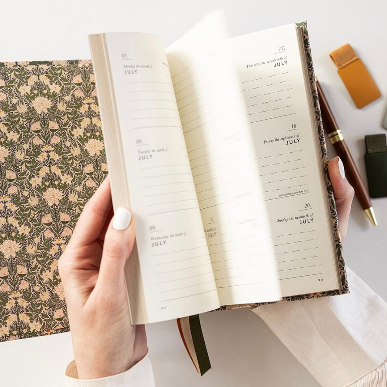 Bespoke Letterpress 2025 Petite Linen Bound Planner, Chrysanthemum