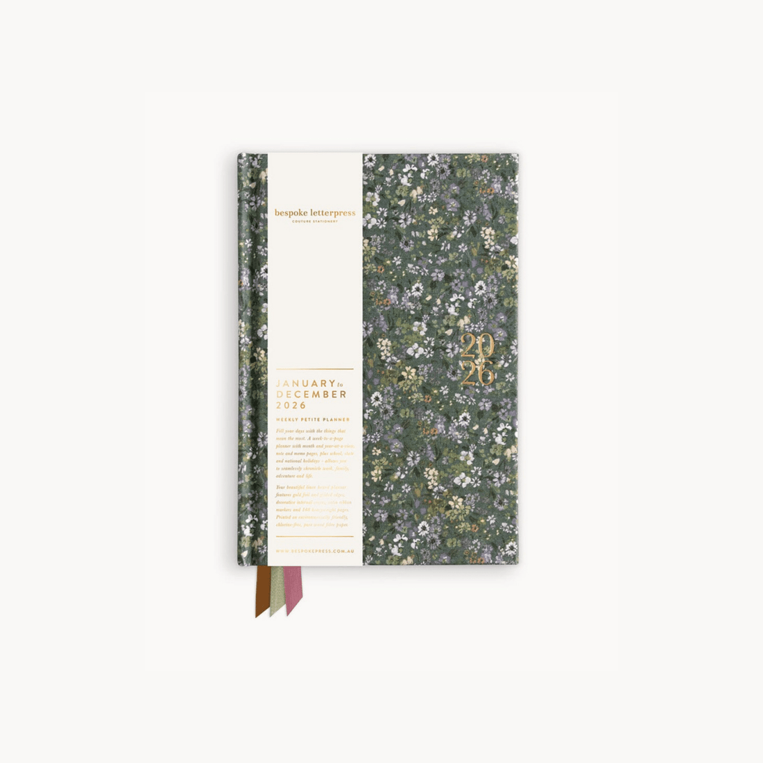Bespoke Letterpress - 2026 Petite Linen Planner, Summer Perennials - The Flower Crate