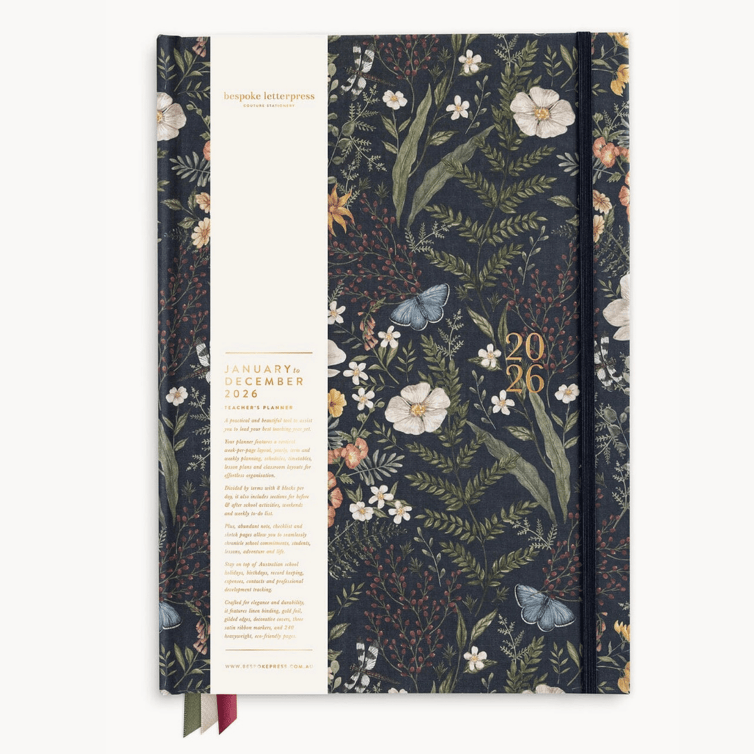 Bespoke Letterpress - 2026 Teacher’s A4 Planner, Dusk in Bloom - The Flower Crate