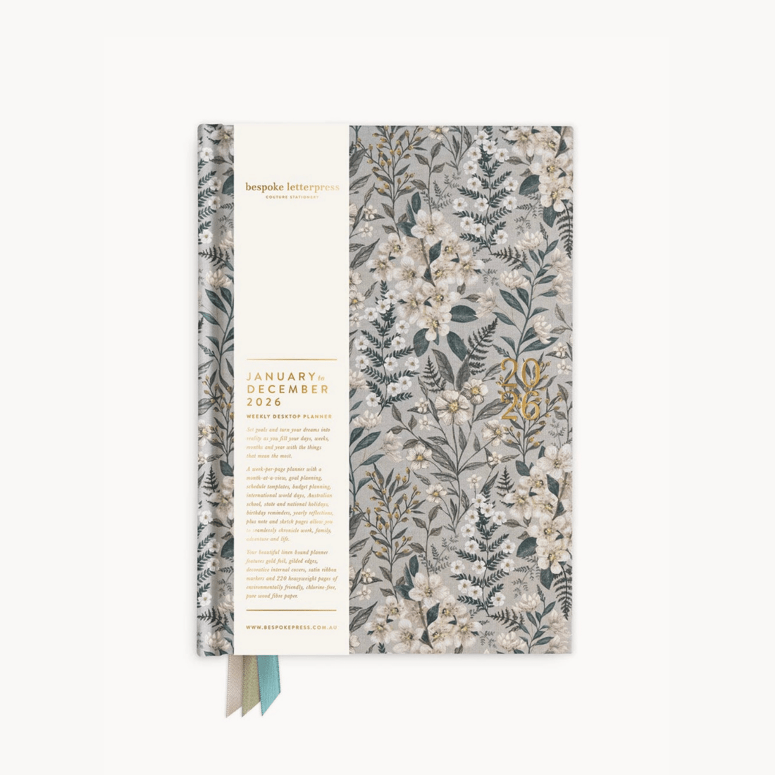 Bespoke Letterpress - 2026 Weekly Linen Planner, Ivory Garden - The Flower Crate