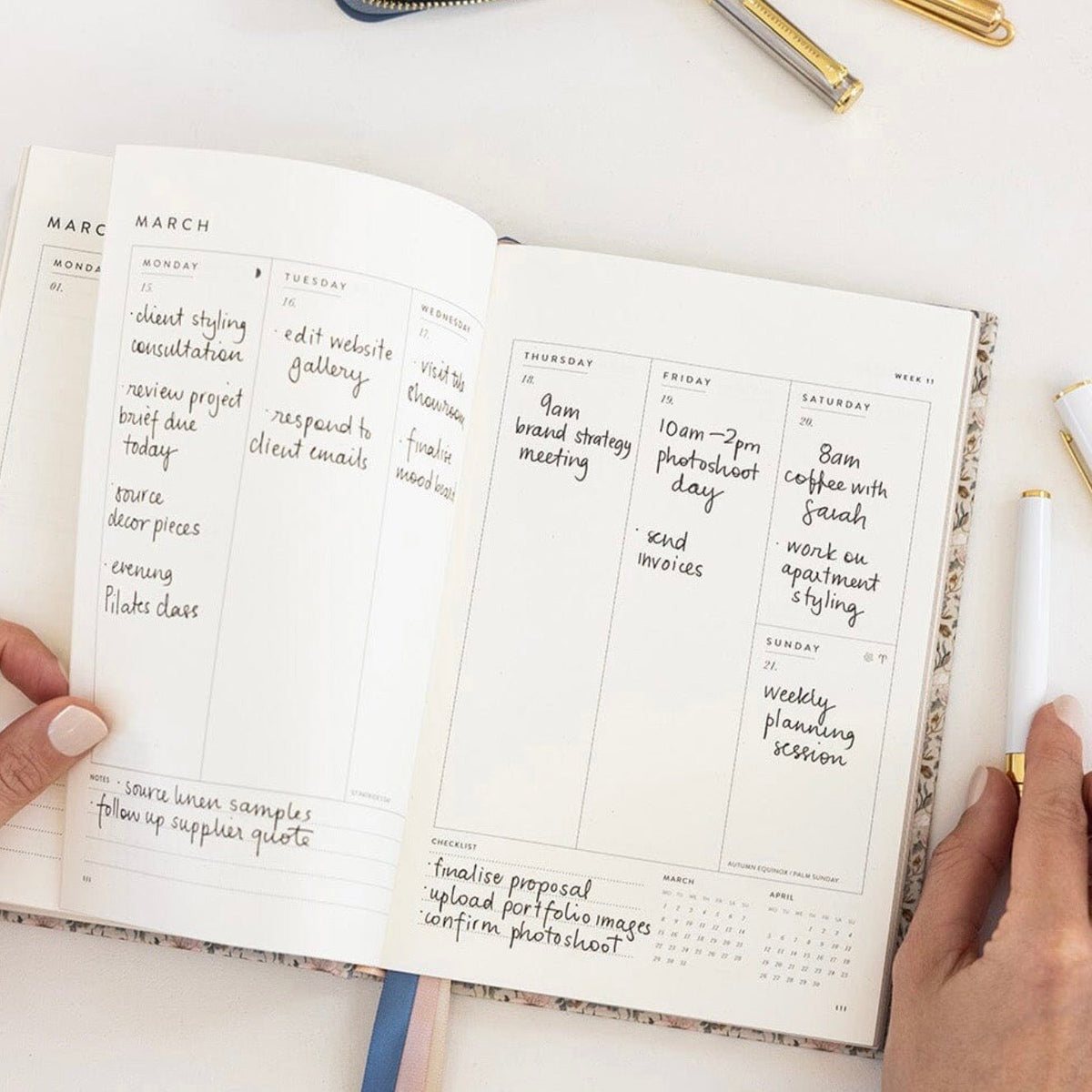 Bespoke Letterpress - 2027 Petite Vertical Planner, Duchess Blooms - The Flower Crate