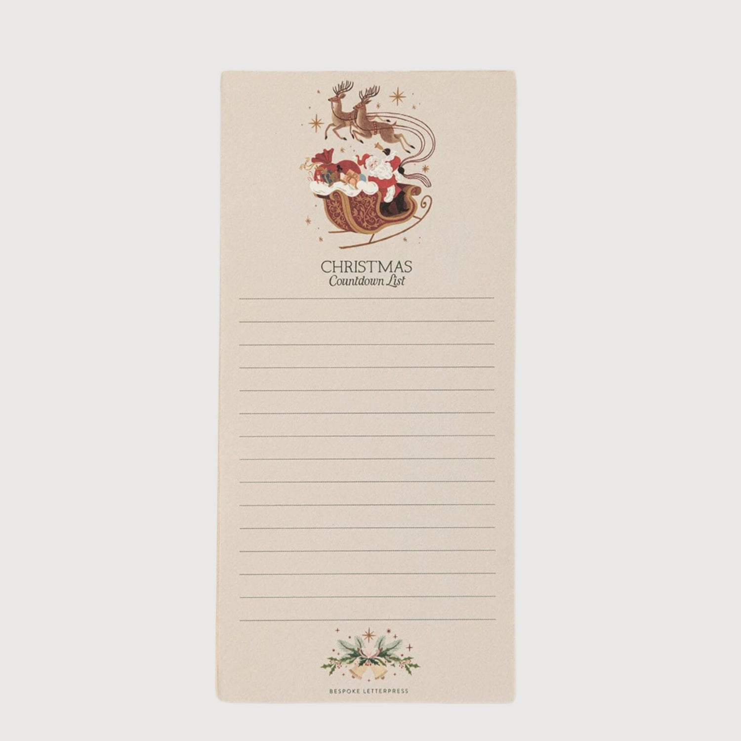 Bespoke Letterpress - Christmas Shopping List, Christmas Countdown - The Flower Crate