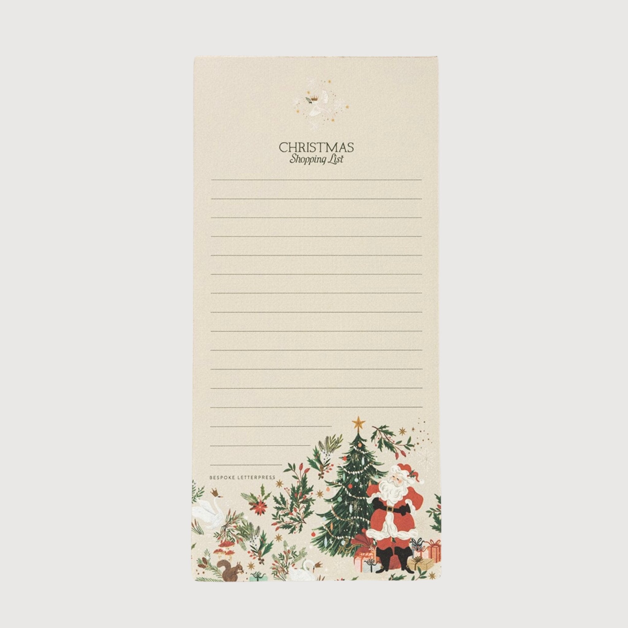 Bespoke Letterpress - Christmas Shopping List, Jolly Santa - The Flower Crate