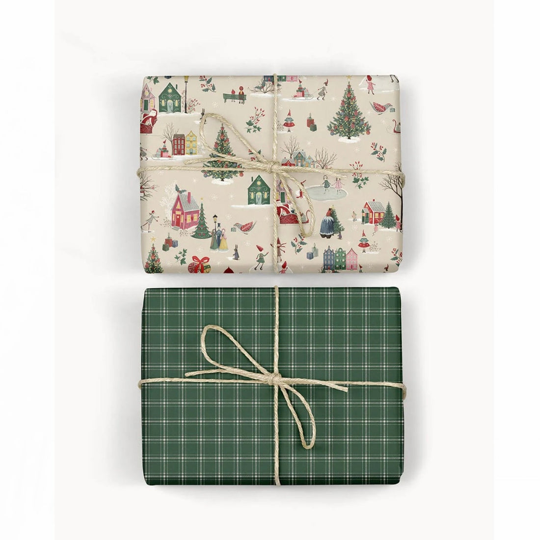 Bespoke Letterpress - Christmas Wonderland/ Spruce Tartan Gift Wrap Sheet - The Flower Crate