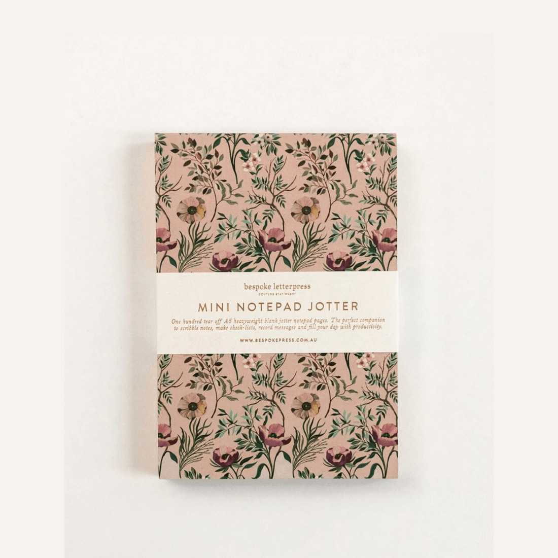 Bespoke Letterpress - Mini Notepad Jotter, Dancing Poppies - The Flower Crate