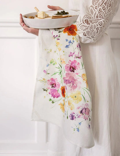 Bespoke Letterpress - Ranunculus 100% Linen Tea Towel - The Flower Crate