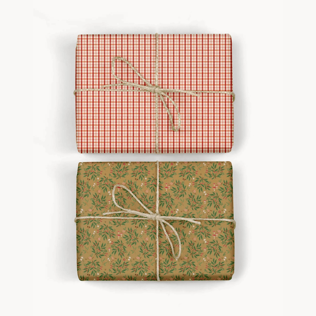 Bespoke Letterpress - Woodland Harvest/ Christmas Tartan Gift Wrap Sheet - The Flower Crate