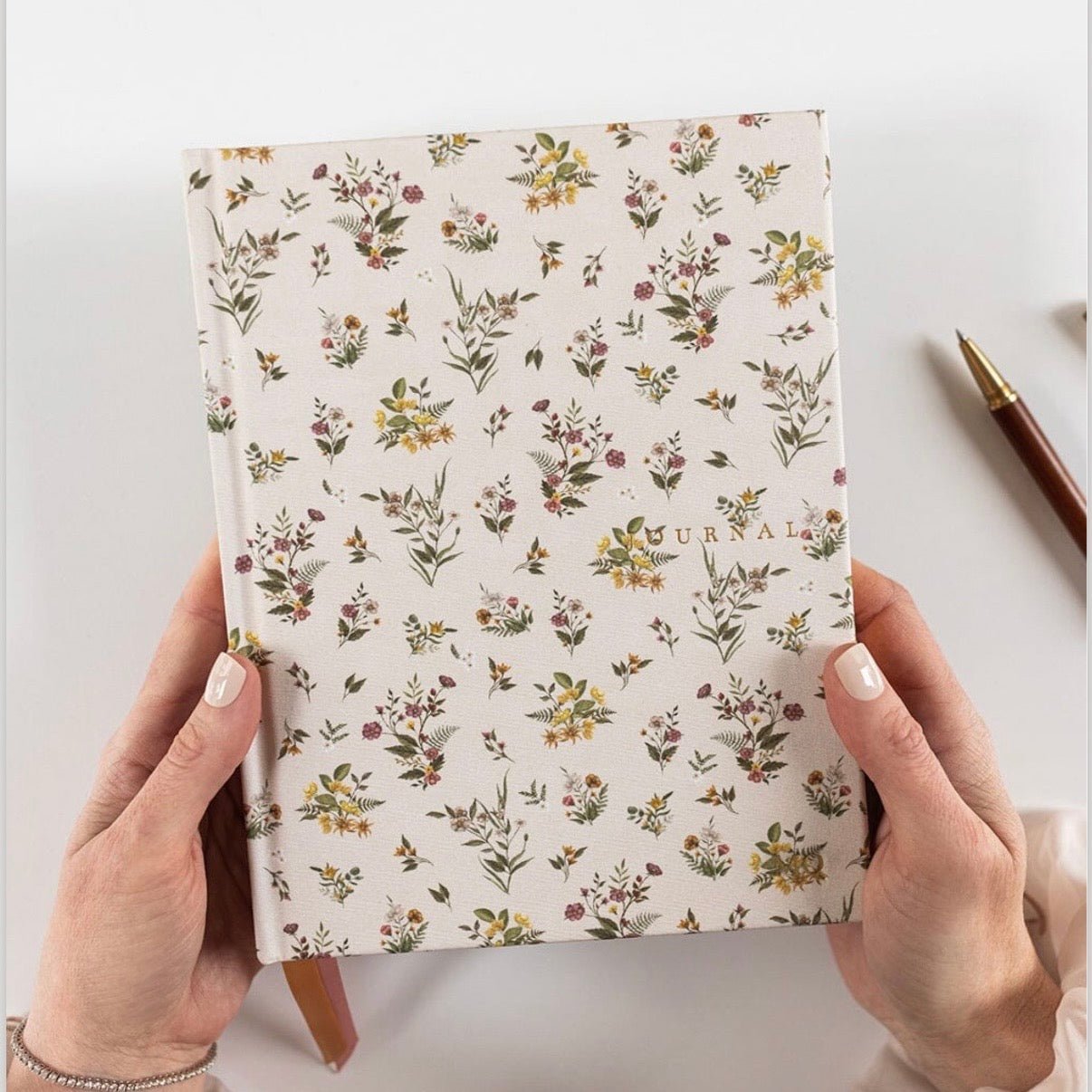 Bespoke Press - Lined Linen Bound Journal, Botanical Blooms - The Flower Crate