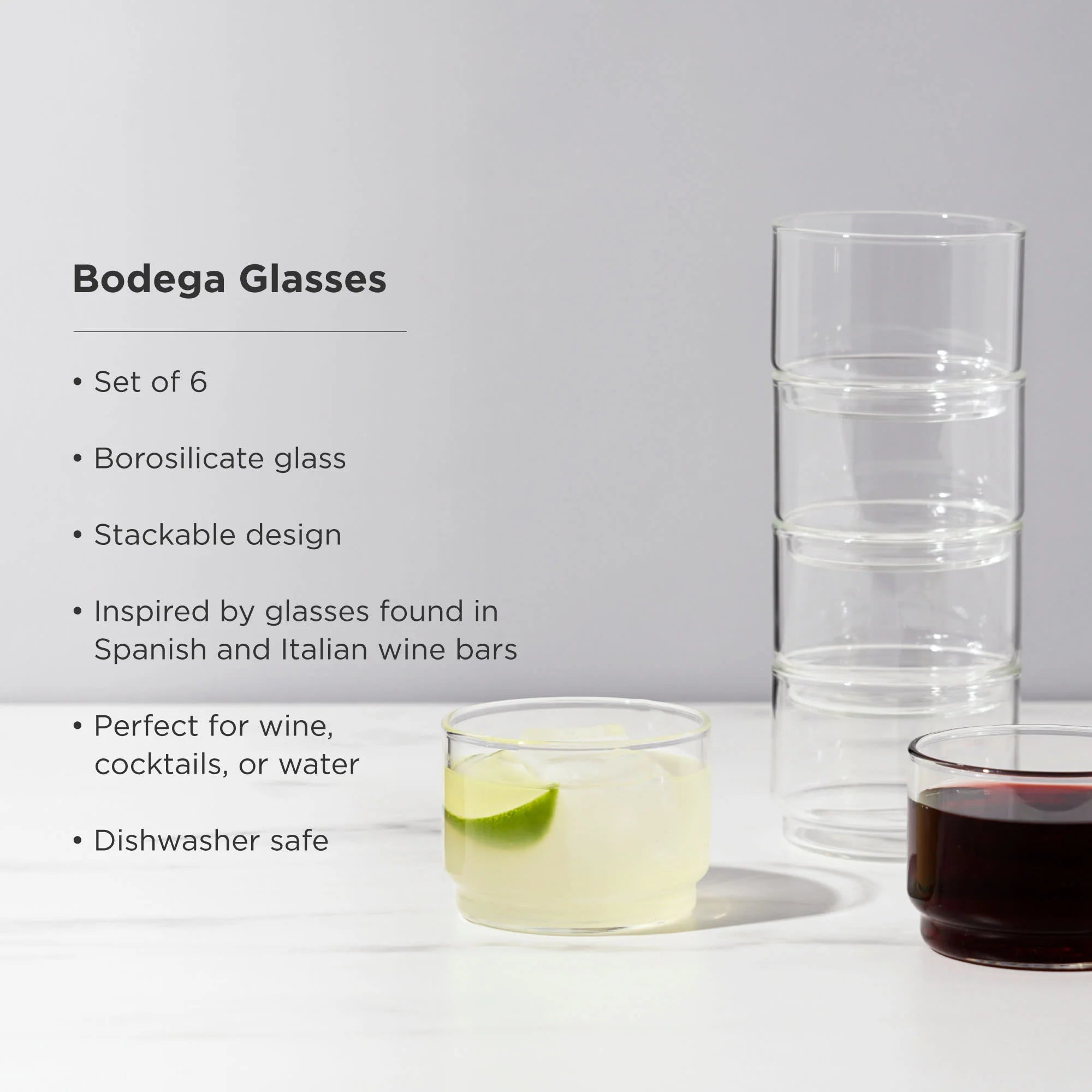 Bodega Glasses, Set 6 by Viski - The Flower Crate