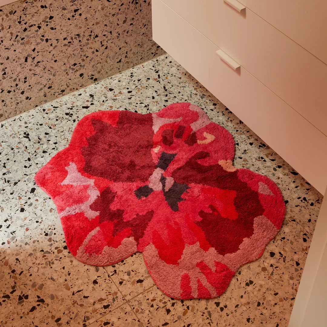 Bonnie &amp; Neil Bath Mat - Pink Pansy - The Flower Crate