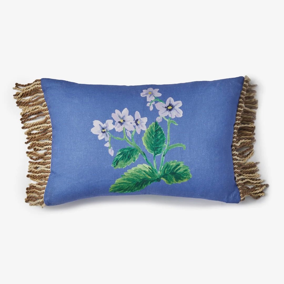 Bonnie &amp; Neil - Cottage Garden Blue Linen Cushion - The Flower Crate