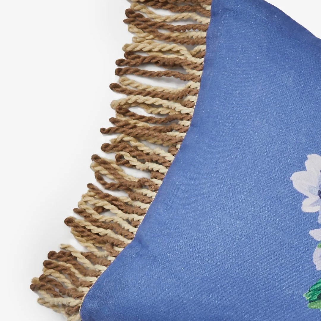 Bonnie &amp; Neil - Cottage Garden Blue Linen Cushion - The Flower Crate