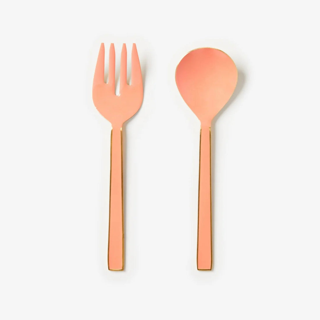 Bonnie & Neil - Enamel & Brass Salad Servers, Peach - The Flower Crate